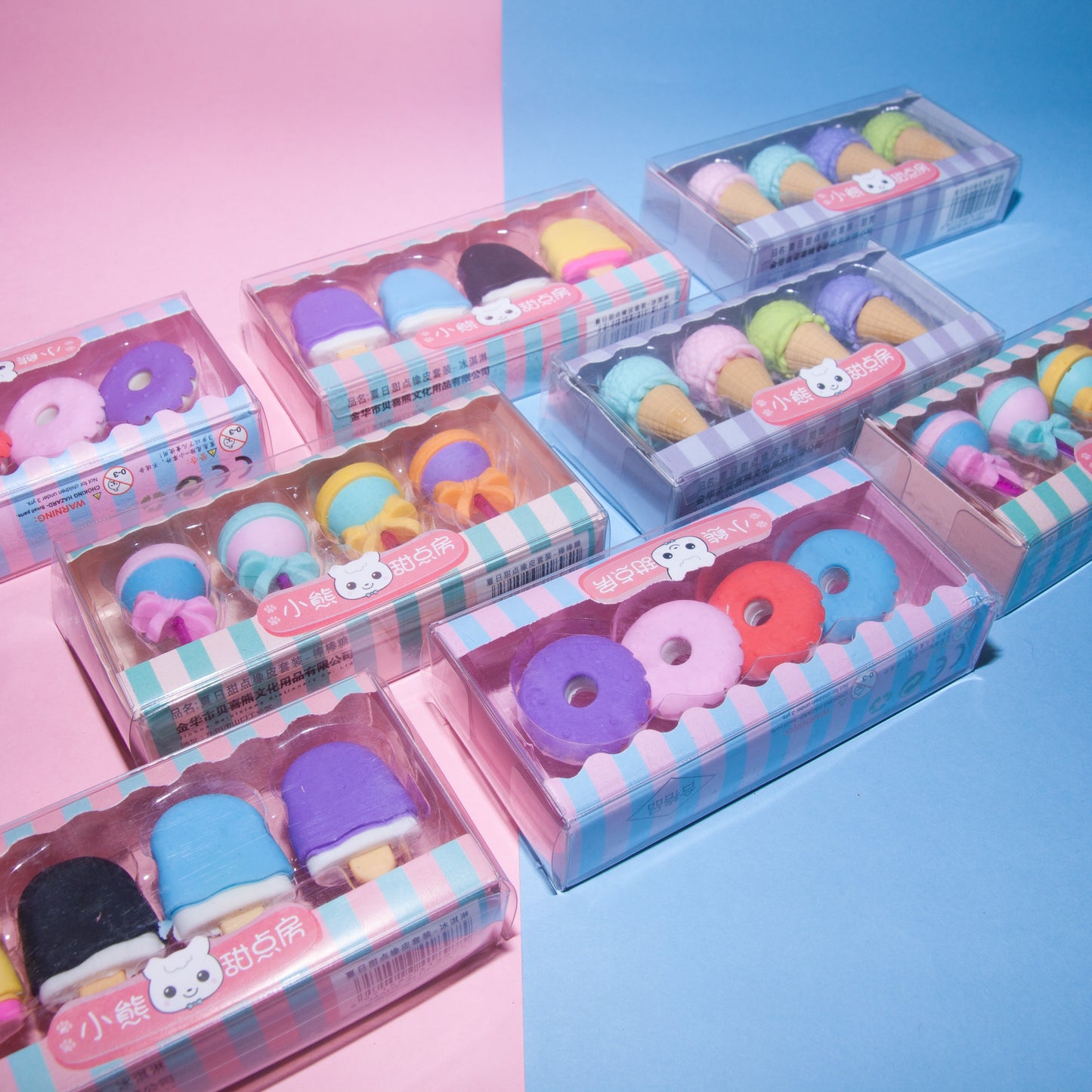 Kawaii Food Eraser Set