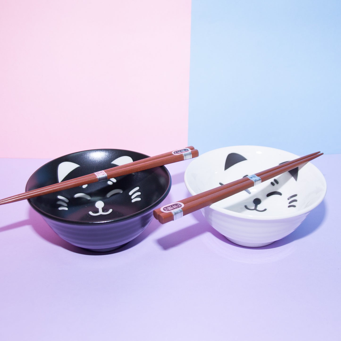 H&K Black & White Neko Bowl Set