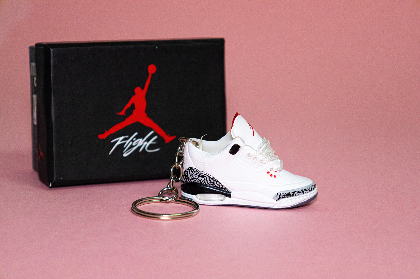 Nike Air Jordan 3 Retro White Cement Sneaker Keychain
