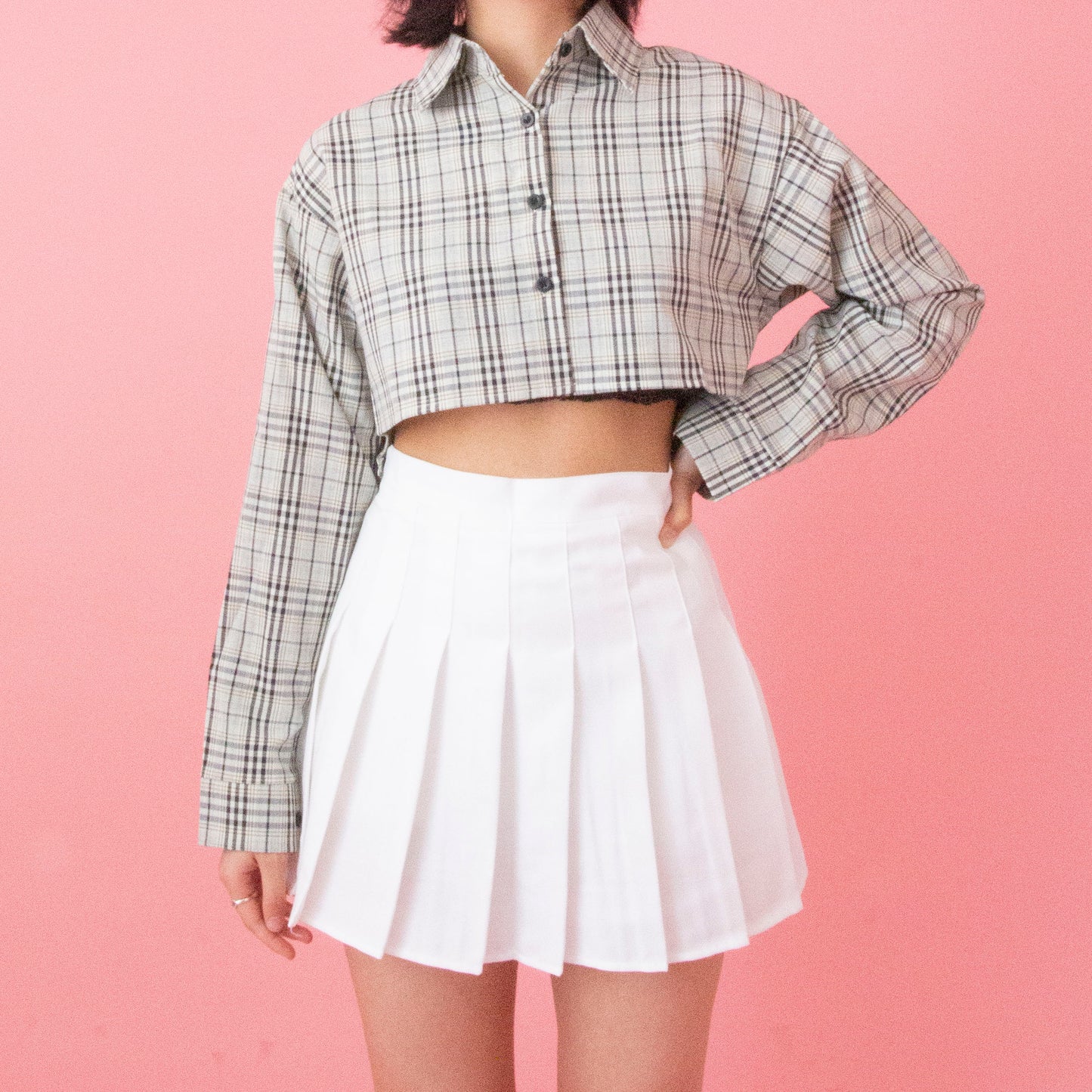 Basic High Waist Pleated Skirt
